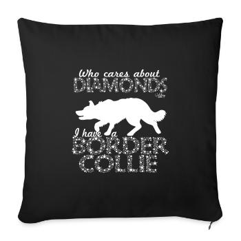 bordercolliediamonds2 - Sofakissenbezug 45 x 45 cm - Schwarz - Vorne