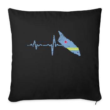 Heartbeat Aruba Geschenk - Sofakissenbezug 45 x 45 cm - Schwarz - Vorne