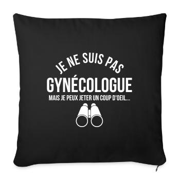 gynécologue, médecin, docteur - Housse de coussin décorative 45 x 45 cm - noir - Devant