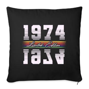 1974 Year of birth Vintage Year of construction Birthday - Sofa pillowcase 17,3'' x 17,3'' (45 x 45 cm) - black - Front