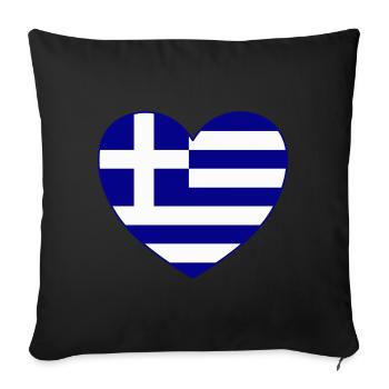 Greece Flag Heart of Hellas - Sofa pillowcase 17,3'' x 17,3'' (45 x 45 cm) - black - Front