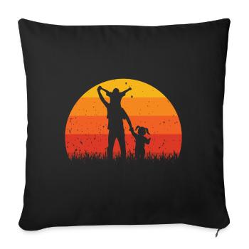 Père et fille - père et fils, papa fils et fille - Housse de coussin décorative 45 x 45 cm - noir - Devant