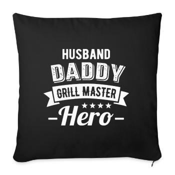 Mari Papa Grill Master Hero Fête des Pères - Housse de coussin décorative 45 x 45 cm - noir - Devant