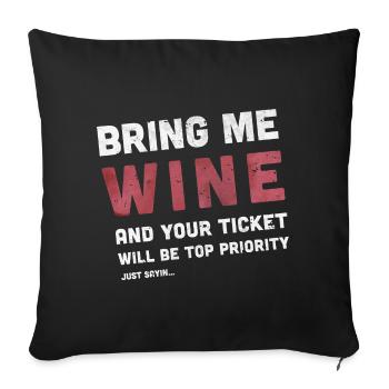 Wein und Tech Support - Sofakissenbezug 45 x 45 cm - Schwarz - Vorne