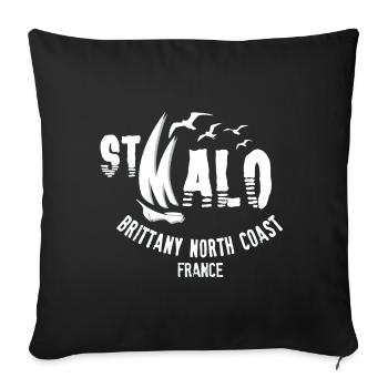 St Malo Brittany North Coast - Housse de coussin décorative 45 x 45 cm - noir - Devant