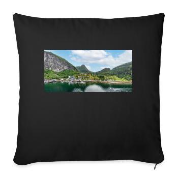 Geiranger panorama view from harbor - Sofa pillowcase 17,3'' x 17,3'' (45 x 45 cm) - black - Front