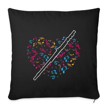 Heart Music Notes Flute - Sofakissenbezug 45 x 45 cm - Schwarz - Vorne
