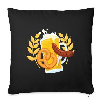 Bier Brezel Wurst - O'Zapft - Sofakissenbezug 45 x 45 cm - Schwarz - Vorne