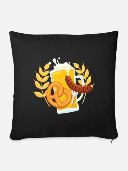 Bier Brezel Wurst - O'Zapft - Sofakissenbezug 45 x 45 cm - Schwarz