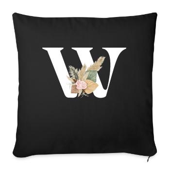 letter W flowers - Sofa pillowcase 17,3'' x 17,3'' (45 x 45 cm) - black - Front