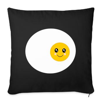 Kawaii Fried Egg Egg Eggs Costume Kawaii Sticker - Sofa pillowcase 17,3'' x 17,3'' (45 x 45 cm) - black - Front