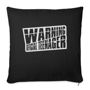 avertissement citation officielle d’adolescent - Housse de coussin décorative 45 x 45 cm - noir - Devant