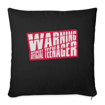 avertissement citation officielle d’adolescent - Housse de coussin décorative 45 x 45 cm - noir - Devant