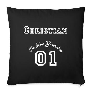 First name Christian - white - Sofa pillowcase 17,3'' x 17,3'' (45 x 45 cm) - black - Front