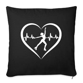 Patineur artistique Patineur sur glace Battement de cœur de patinage sur glace - Housse de coussin décorative 45 x 45 cm - noir - Devant