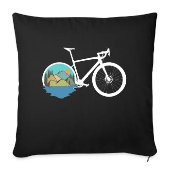 Gravel Bike Natur Rennrad Fahrrad lustige Geschenk - Sofakissenbezug 45 x 45 cm - Schwarz - Vorne