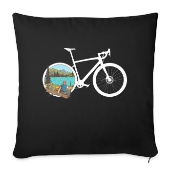 Gravel Bike Hike Rennrad Fahrrad lustiges Geschenk - Sofakissenbezug 45 x 45 cm - Schwarz - Vorne