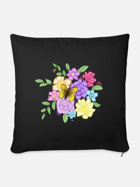 Blumenstrauß - Sofakissenbezug 45 x 45 cm - Schwarz