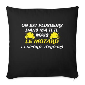 cadeau humour motard / humour moto - Housse de coussin décorative 45 x 45 cm - noir - Devant