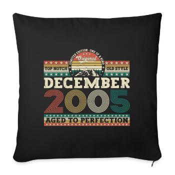 Décembre Année 2005 Cadeau du 17e anniversaire - Housse de coussin décorative 45 x 45 cm - noir - Devant
