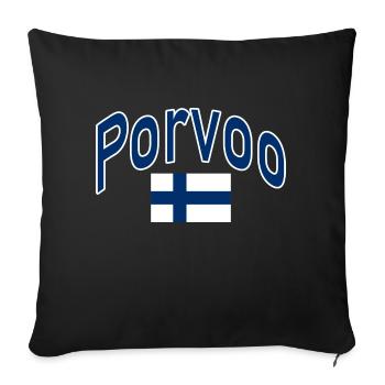 Porvoo finland flag - Sofa pillowcase 17,3'' x 17,3'' (45 x 45 cm) - black - Front