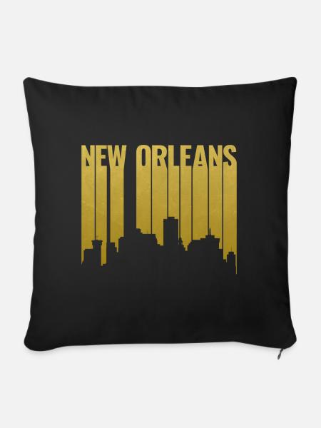 Goldene New Orleans Skyline - Sofakissenbezug 45 x 45 cm - Schwarz