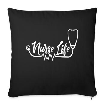 Nurse Life Heartbeat - Sofa pillowcase 17,3'' x 17,3'' (45 x 45 cm) - black - Front