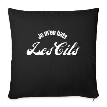 Je m'en bats les cils - Housse de coussin décorative 45 x 45 cm - noir - Devant