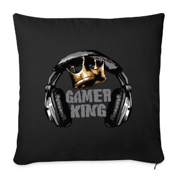 Couronne du roi du joueur - Housse de coussin décorative 45 x 45 cm - noir - Devant