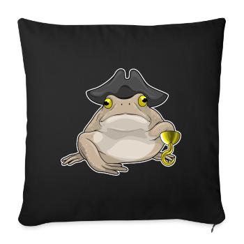 Chapeau de pirate de grenouille - Housse de coussin décorative 45 x 45 cm - noir - Devant
