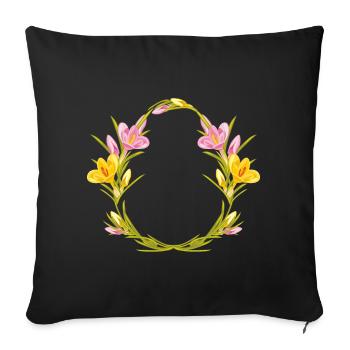 Easter wreath with crocuses - Sofa pillowcase 17,3'' x 17,3'' (45 x 45 cm) - black - Front