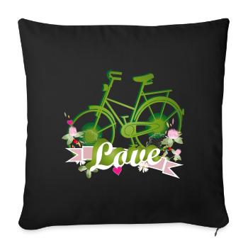 Vélo vert conçu avec beaucoup d’amour - Housse de coussin décorative 45 x 45 cm - noir - Devant