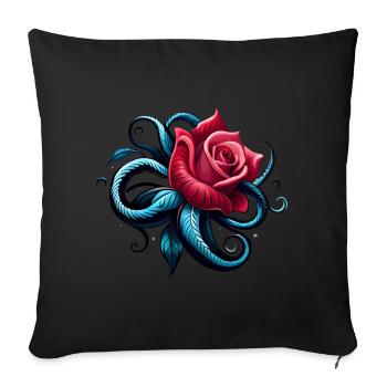 ROSE Tatoo - Sofakissenbezug 45 x 45 cm - Schwarz - Vorne