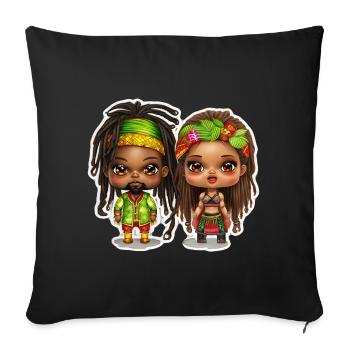 Homme rasta et femme rasta - Housse de coussin décorative 45 x 45 cm - noir - Devant