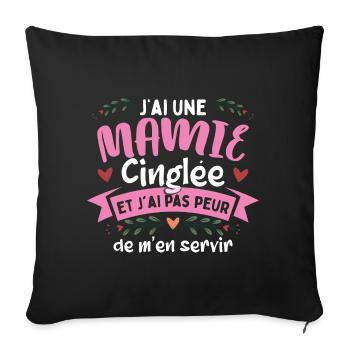 Petite-Fille Mamie Humour - Housse de coussin décorative 45 x 45 cm - noir - Devant