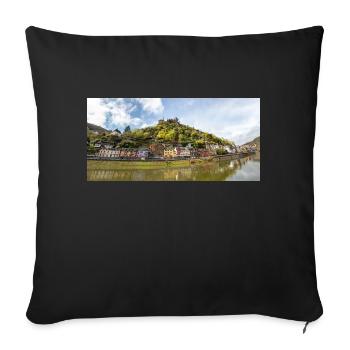 Reichsburg Fortress (Reichsburg) Cochem Rhineland - Sofa pillowcase 17,3'' x 17,3'' (45 x 45 cm) - black - Front