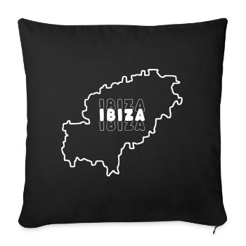 Carte de l’île d’Ibiza Espagne Îles Baléares - Housse de coussin décorative 45 x 45 cm - noir - Devant