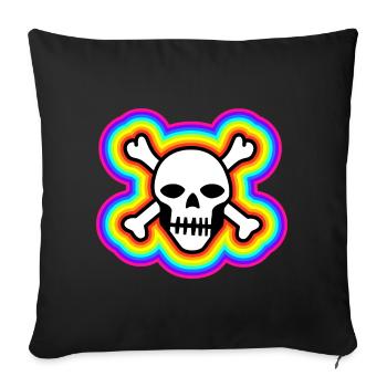 Rainbow Colored Skull: Vibrant and Unique Skull - Sofa pillowcase 17,3'' x 17,3'' (45 x 45 cm) - black - Front