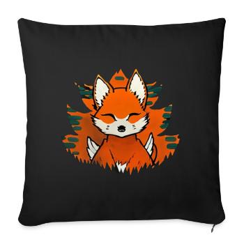 Manga Kitsune Renard Anime Kumiho Masque Manga Otaku - Housse de coussin décorative 45 x 45 cm - noir - Devant