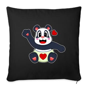 Couche pour bébé panda - Housse de coussin décorative 45 x 45 cm - noir - Devant