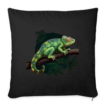 Chameleon Branch Reptiles - Sofa pillowcase 17,3'' x 17,3'' (45 x 45 cm) - black - Front