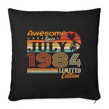 Juillet 1984 Juillet Cadeau d’anniversaire Juillet 1984 - Housse de coussin décorative 45 x 45 cm - noir - Devant