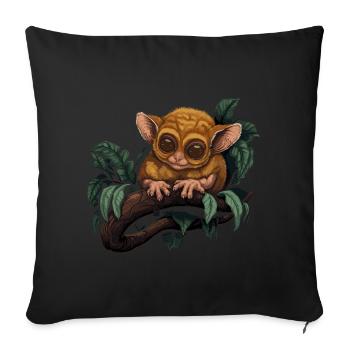 Leprechaun Lemur Bébé Singe Primate sur branche - Housse de coussin décorative 45 x 45 cm - noir - Devant