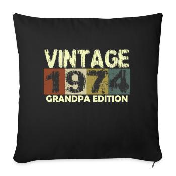 Vintage 1974 Anniversaire rétro sunset design - Housse de coussin décorative 45 x 45 cm - noir - Devant