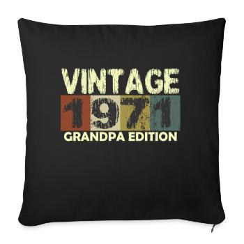 Vintage 1971 Anniversaire rétro sunset design - Housse de coussin décorative 45 x 45 cm - noir - Devant