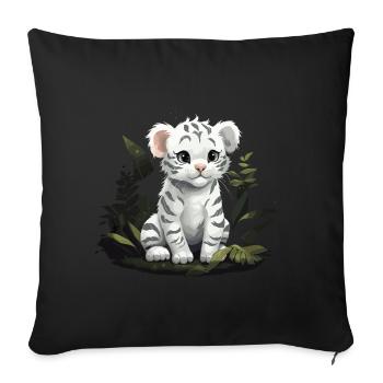 Baby White Tiger Wildcat Jungle - Sofa pillowcase 17,3'' x 17,3'' (45 x 45 cm) - black - Front