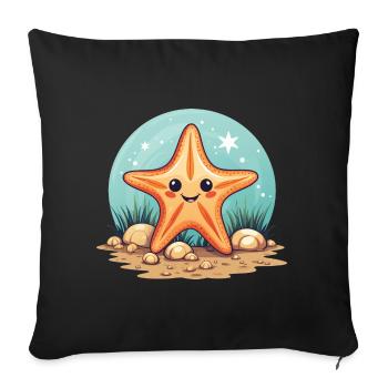 Kindergarten starfish summer holiday sea - Sofa pillowcase 17,3'' x 17,3'' (45 x 45 cm) - black - Front