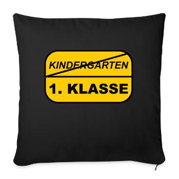 Kindergarten - 1.Klasse Einschulung 1. Schultag - Sofakissenbezug 45 x 45 cm - Schwarz - Vorne