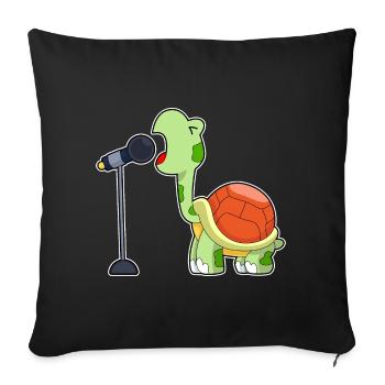 Chant Turtle Singer Microphone Chant - Housse de coussin décorative 45 x 45 cm - noir - Devant