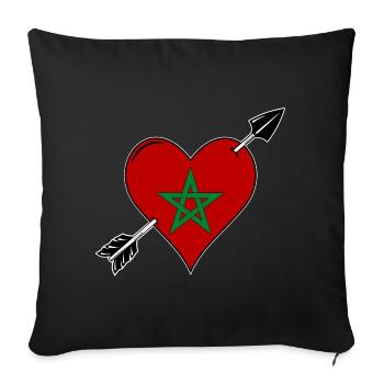 Le drapeau marocain coeur amoureux - Housse de coussin décorative 45 x 45 cm - noir - Devant